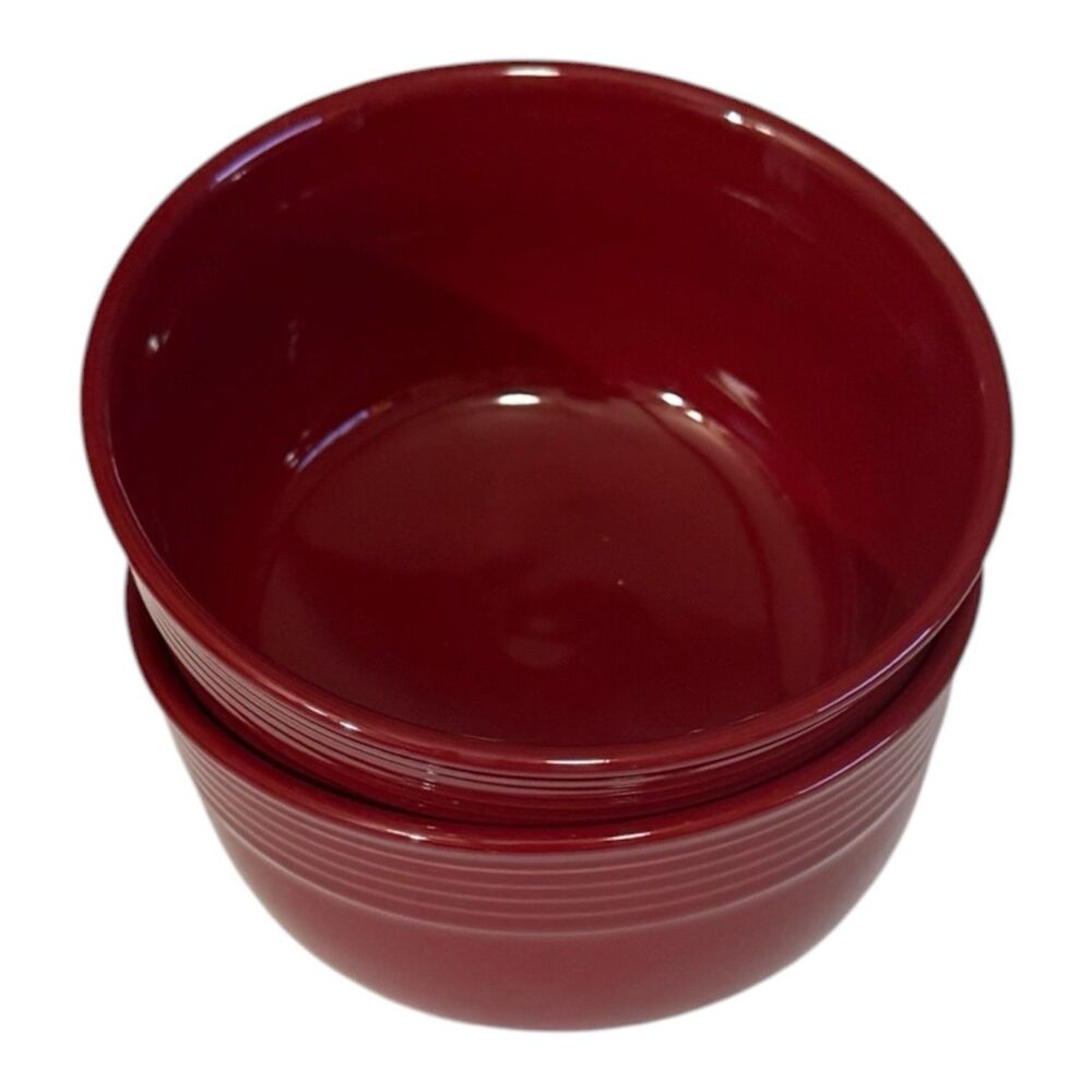 Mainstays Chaira Red Ribbed Stoneware Cereal Bowls Set of 2 - 6.25" Excellent